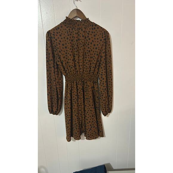 Shein Brown/ Black Giraffe Print Dress with Mock Turtleneck - Picture 3 of 3